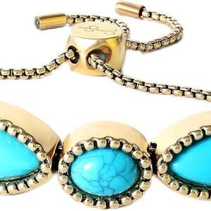 Women's Turquoise Bracelet Oxidized Silver or Gold-Tone Adjustable Gift
